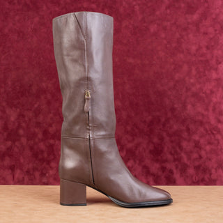 Nordstrom Women Helia Wide Calf Brown Leather Fashion Riding Knee Boots sz 12