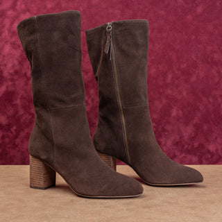 Splendid Women Brown Suede Cottage Boho Fashion Zip Mid Calf Boots sz 9