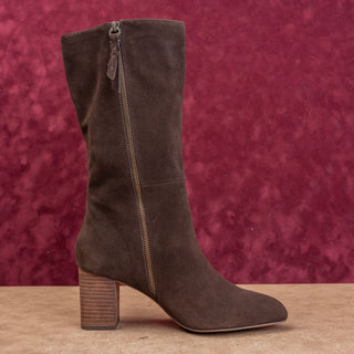 Splendid Women Brown Suede Cottage Boho Fashion Zip Mid Calf Boots sz 9
