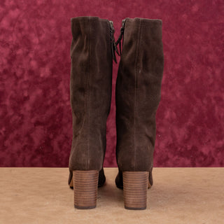 Splendid Women Brown Suede Cottage Boho Fashion Zip Mid Calf Boots sz 9