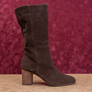 Splendid Women Brown Suede Cottage Boho Fashion Zip Mid Calf Boots sz 9