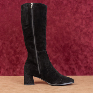 La Canadienne Women Aleesha Black Suede Zip Pointy Toe Knee Boots sz 8