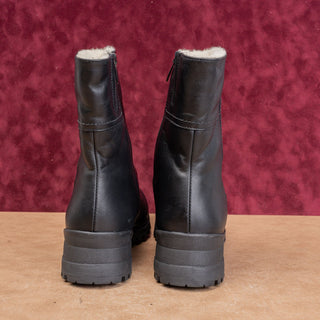La Canadienne Women Aidan Black Leather Warm Lined Zip Slim Ankle Boots sz 11