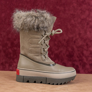 Sorel Wmn Joan Artic Next Light Faux Fur Leather Light Green Winter Boots sz 7.5