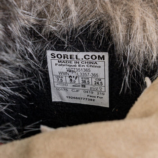 Sorel Wmn Joan Artic Next Light Faux Fur Leather Light Green Winter Boots sz 7.5