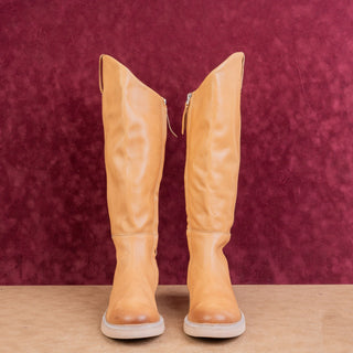 Sam Edelman Women Freda Riding Back Zip Equestrian Cashew Leather Boots sz 7