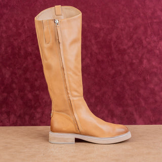 Sam Edelman Women Freda Riding Back Zip Equestrian Cashew Leather Boots sz 7