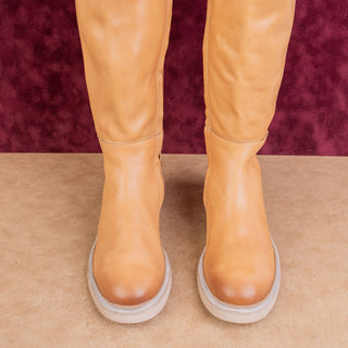Sam Edelman Women Freda Riding Back Zip Equestrian Cashew Leather Boots sz 7
