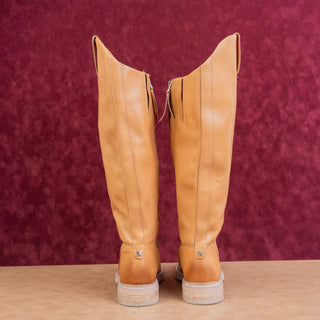Sam Edelman Women Freda Riding Back Zip Equestrian Cashew Leather Boots sz 7