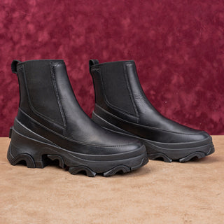 Sorel Women Brex Waterproof True Black Leather Platform Chelsea Boots sz 7