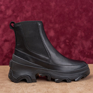 Sorel Women Brex Waterproof True Black Leather Platform Chelsea Boots sz 7