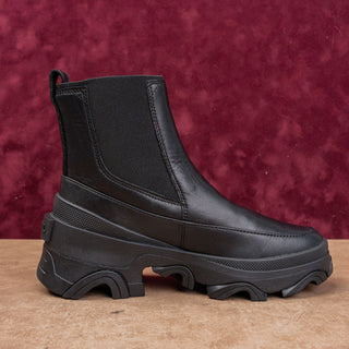 Sorel Women Brex Waterproof True Black Leather Platform Chelsea Boots sz 7