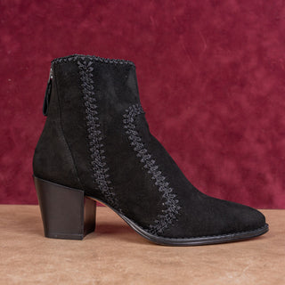 Alexandre Birman Women Benta Black Suede Embroidered Ankle Boots 5US EUR35.5