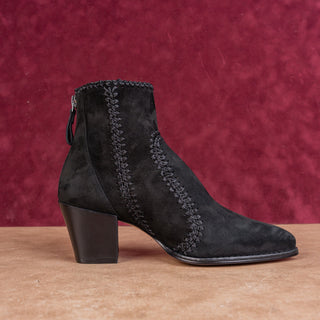 Alexandre Birman Women Benta Black Suede Embroidered Ankle Boots 5US EUR35.5