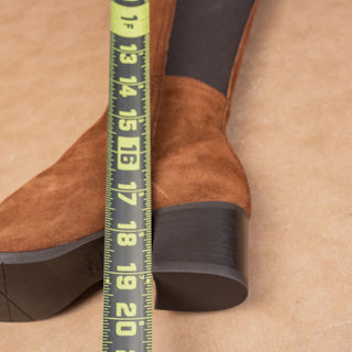 Aquatalia Women Nova Brown Suede Stretch Dress Heel Fashion Boots sz 7