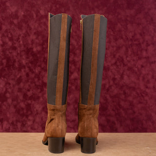 Aquatalia Women Nova Brown Suede Stretch Dress Heel Fashion Boots sz 7
