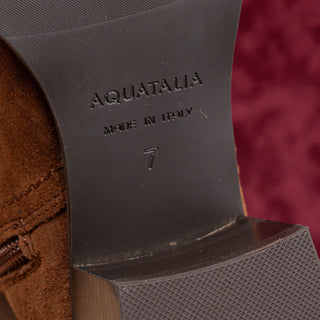 Aquatalia Women Nova Brown Suede Stretch Dress Heel Fashion Boots sz 7