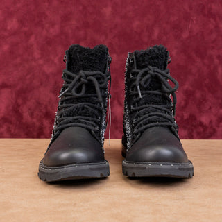 Sorel Women Lennox Cozy Black Leather Lace-up Faux Fur Leather Ankle Boots Sz 8