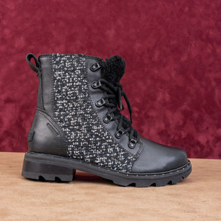 Sorel Women Lennox Cozy Black Leather Lace-up Faux Fur Leather Ankle Boots Sz 8