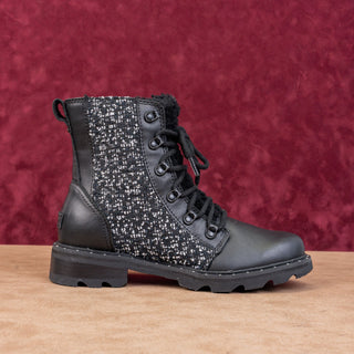 Sorel Women Lennox Cozy Black Leather Lace-up Faux Fur Leather Ankle Boots Sz 8
