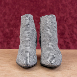 Aquatalia Women Fabric Plaid Fashion Black White Wedge Ankle Boots sz 9