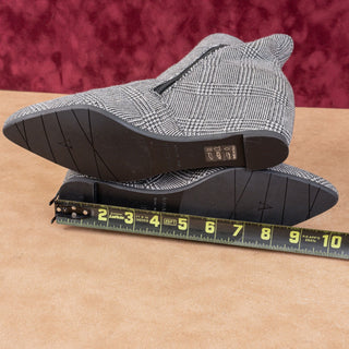 Aquatalia Women Fabric Plaid Fashion Black White Wedge Ankle Boots sz 9