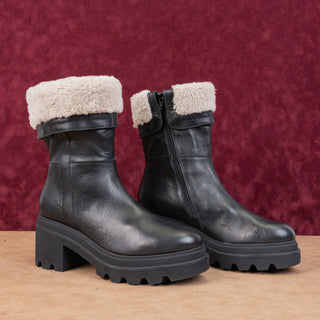 Voile Blanche Women Black Leather Zip Fleece Lined Winter Boots sz 9.5US EUR41