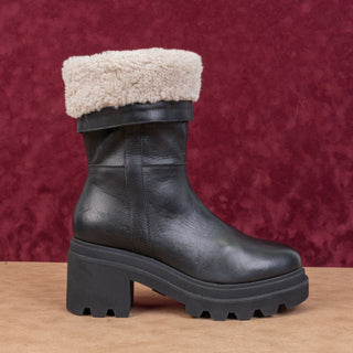 Voile Blanche Women Black Leather Zip Fleece Lined Winter Boots sz 9.5US EUR41