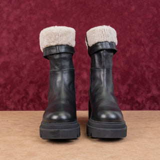 Voile Blanche Women Black Leather Zip Fleece Lined Winter Boots sz 9.5US EUR41