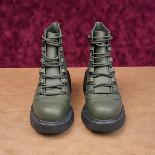 Melissa Women Cosmo Green Rubber Platform Festival Lace Combat Boots sz 9