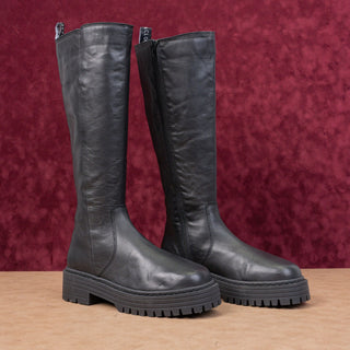 Musse&Cloud Women Platform Black Leather Festival Lug Boots size 10US EUR 41