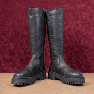 Musse&Cloud Women Platform Black Leather Festival Lug Boots size 10US EUR 41