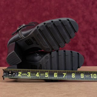 Milwaukee Women Performance Black Faux Leather Zip Moto Heel Platform Boots sz 8