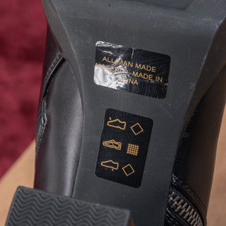 Milwaukee Women Performance Black Faux Leather Zip Moto Heel Platform Boots sz 8