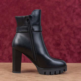 Milwaukee Women Performance Black Faux Leather Zip Moto Heel Platform Boots sz 8