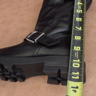 Steve Madden Women Glee Black Leather Moto Biker Strap Ankle Boots sz 7.5