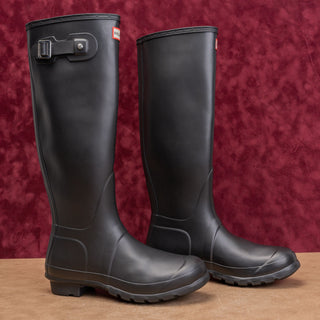 Hunter Wmn Original Tall Black Festival Wellies Rubber Rain Boots 8US EUR39