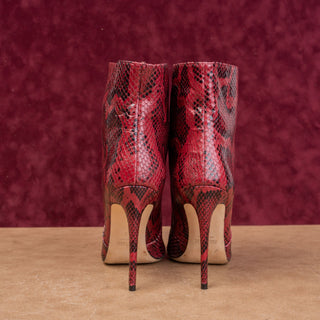 Paris Texas Women Red Python Print Leather Heel Fashion Ankle Boots 9US EUR39.5