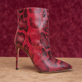 Paris Texas Women Red Python Print Leather Heel Fashion Ankle Boots 9US EUR39.5