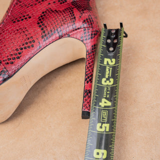 Paris Texas Women Red Python Print Leather Heel Fashion Ankle Boots 9US EUR39.5
