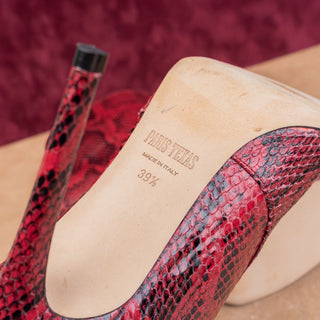 Paris Texas Women Red Python Print Leather Heel Fashion Ankle Boots 9US EUR39.5