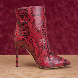 Paris Texas Women Red Python Print Leather Heel Fashion Ankle Boots 9US EUR39.5