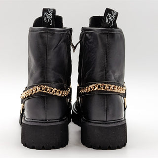 Blumarine Women Logo Chain Harness Combat Boots Size 9.5M EUR 40