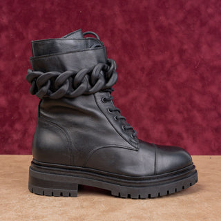 Beautiisoles by Robyn Women Fashion Black Leather Zip Combat Boots 8US EUR 38