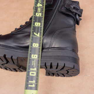 Beautiisoles by Robyn Women Fashion Black Leather Zip Combat Boots 8US EUR 38