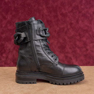 Beautiisoles by Robyn Women Fashion Black Leather Zip Combat Boots 8US EUR 38
