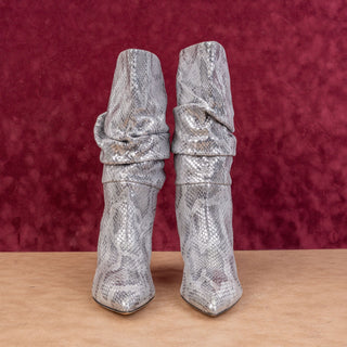 Paris Texas Women Slouchy Metallic Python Pointy Toe Boots 60mm 6.5US 37EUR
