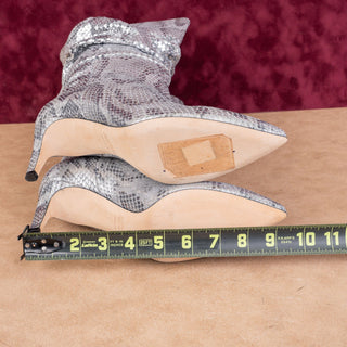 Paris Texas Women Slouchy Metallic Python Pointy Toe Boots 60mm 6.5US 37EUR