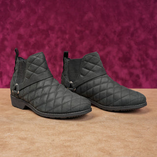 Teva Women De La Vina Waterproof Harness Quilted Moto Black Leather Boots sz 7