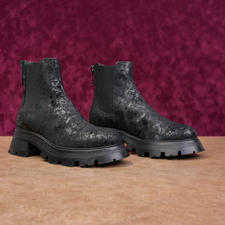 DKNY Women Sasha Chunky Black Leather Festival Party Lug Boots 7US EUR 37